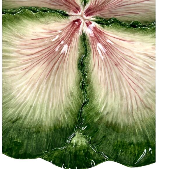Fitz & Floyd Majolica Green Cabbage Divided Large 12.5" Serving Platter-Chip - Picture 10 of 10